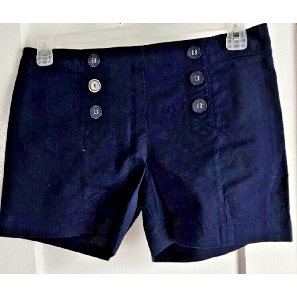 Express double breasted cuffed sailor shorts navy blue sight zipper